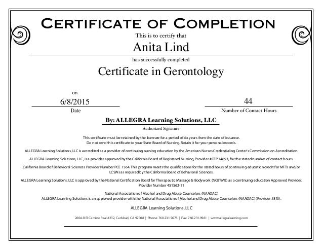 gerontology certificate